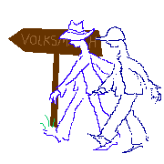 blue walkers past dark volksmarch sign (transparent background) ©ejm2000 (animated gif 14.5kb)