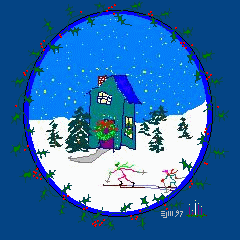 Christmas house with holly gif 16.2kb