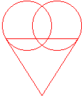 outline heart made from two circles and a triangle