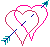 2 tiny hearts with arrow