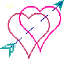 2 small hearts with arrow