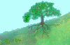 summer tree with roots ©ejm2004 (smaller coloured version - gif 4.97kb)